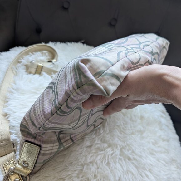 Coach, Tartan Plaid Cream Lavender Grey Signature Fabric Crossbody Bag - Picture 10 of 16